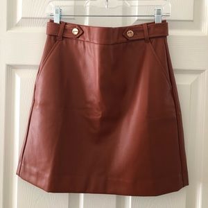 NWT LOFT Faux Leather Button Tab Skirt